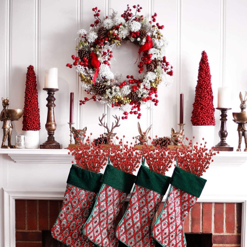 Trimgrace 12 Pack 14" Christmas Ornament Artificial Red Berry Stems Fake Holly Berry Picks for New Year Holiday Christmas Tree Vase DIY Wreath Crafts Home Decor - Image 5